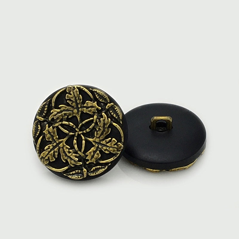 Butoane rotunde din rășină metalică, aur antic argintiu, floare ramură 16/21mm, 20 bucăți