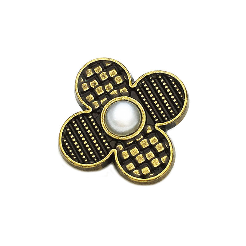 17.5/22.5mm Vintage Μαύρα & Ασημένια Μεταλλικά Κουμπιά Τετράφυλλου Τριφυλλιού 20 τεμ.