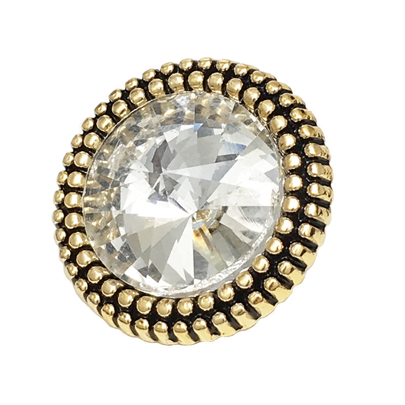 Botões Metálicos Redondos de Cristal Diamante 15-22,5mm 12pcs