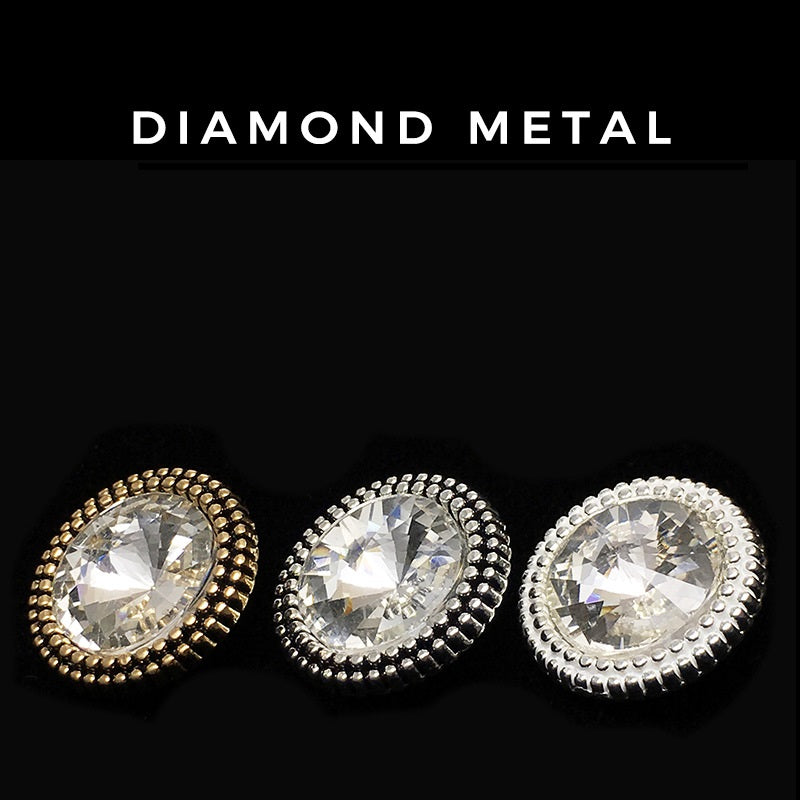 Botões Metálicos Redondos de Cristal Diamante 15-22,5mm 12pcs