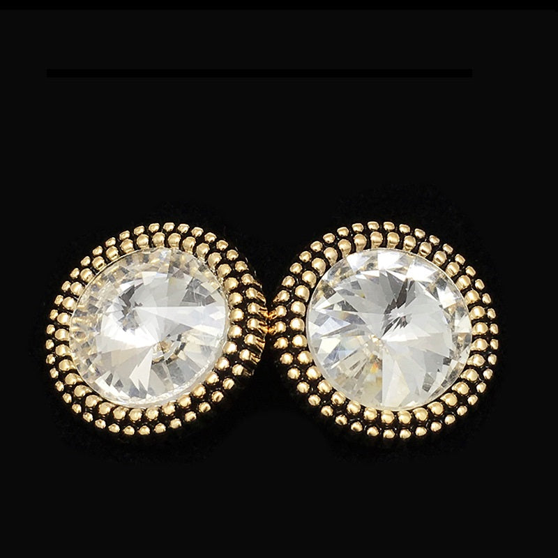 Botões Metálicos Redondos de Cristal Diamante 15-22,5mm 12pcs