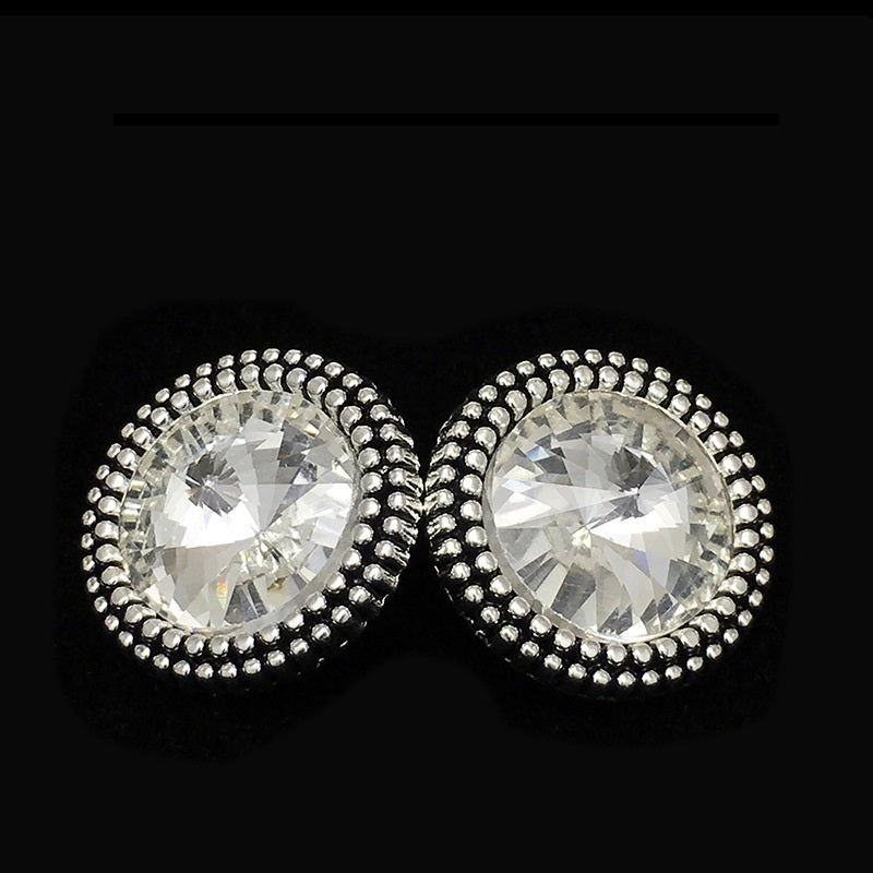 Botões Metálicos Redondos de Cristal Diamante 15-22,5mm 12pcs