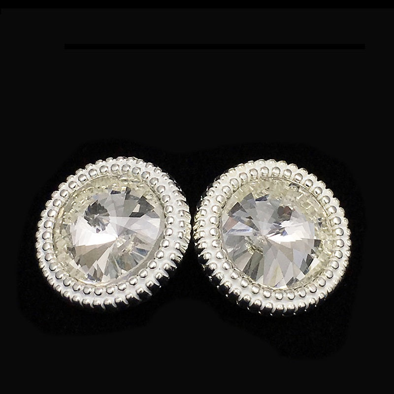 Botões Metálicos Redondos de Cristal Diamante 15-22,5mm 12pcs