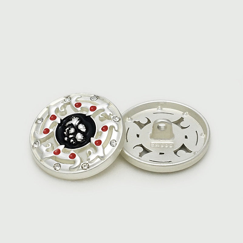 17.5/20/22.5mm čínské zlaté stříbrné duté kovové knoflíky s korálky 20 ks