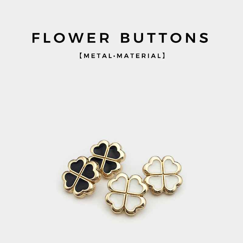 11mm Four-Leaf Clover Metal Buttons for Kids' Knitwear 30PCS - Lots of Buttons