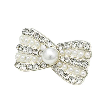 20mm Silver Bowknot Metal Pearl Buttons for Women's Coats 20pcs - Lots of Buttons