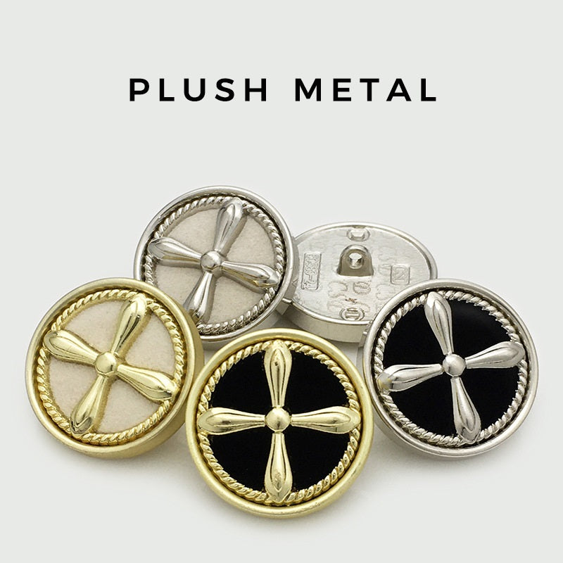 17.5/20/25mm Butoane rotunde retro din catifea metalică cruce 10 bucăți