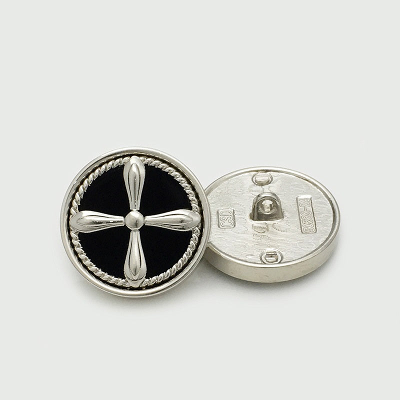 17.5/20/25mm Retro Kříž Kulaté Sametové Kovové Knoflíky 10ks