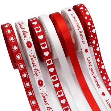 9mm 7 Color Valentine's Day Gift Ribbon for Crafting and Packaging - Lots of Buttons