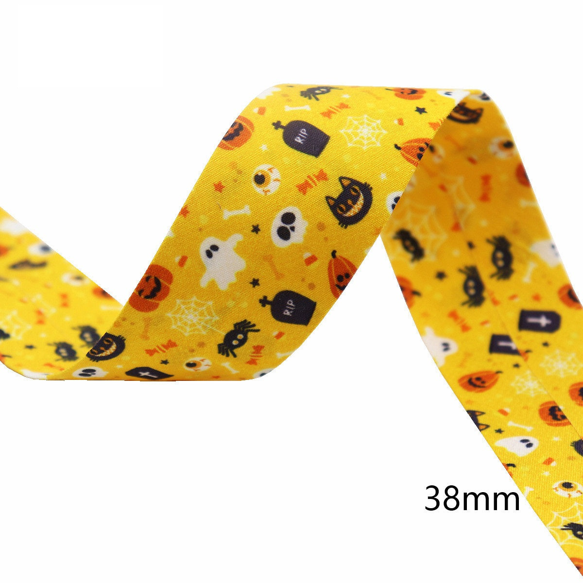 Panglică bias imprimată de Halloween 10/25/38mm, set de 9 bucăți, 45 de yarzi