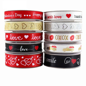 10/16mm Valentine's Day Love Ribbon 10 Pack - Lots of Buttons