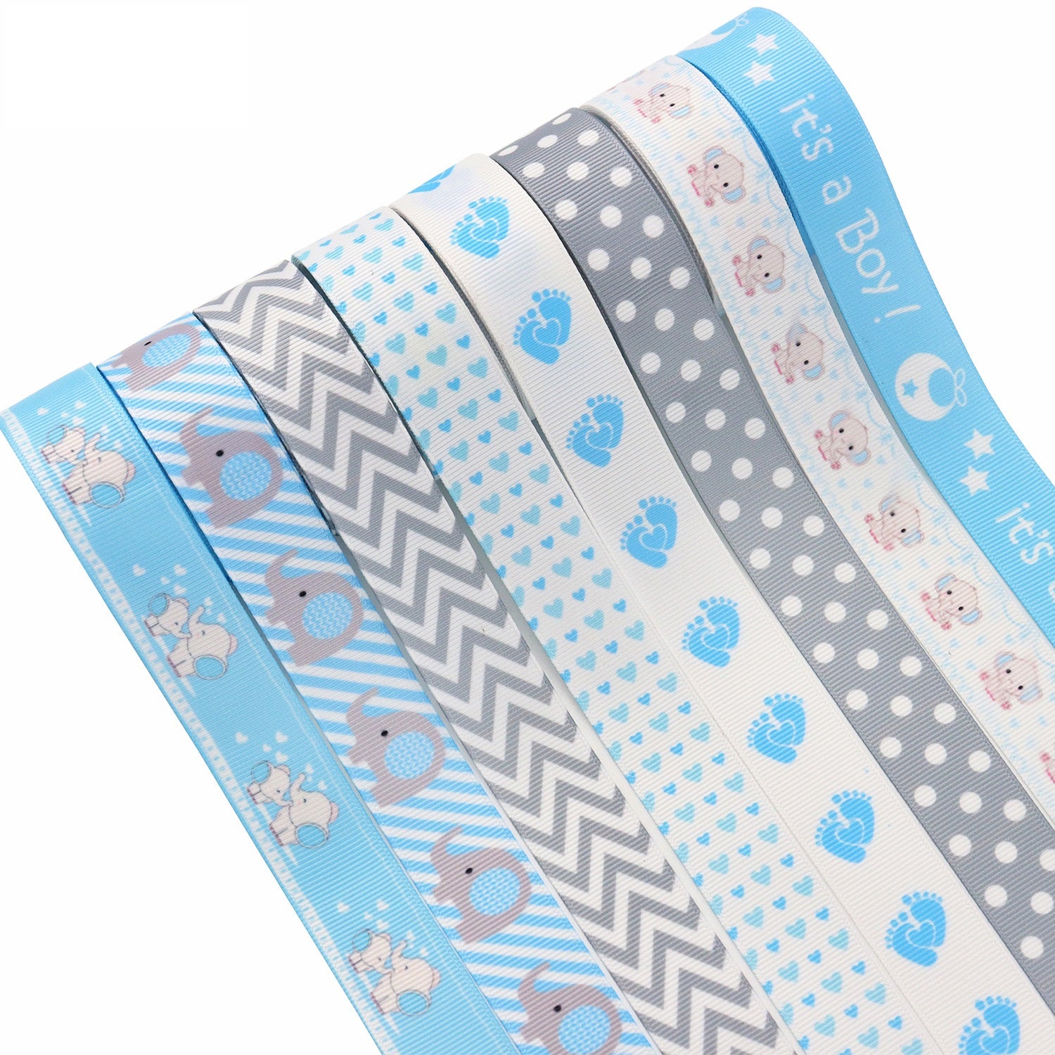 22mm Blue Boy Fødselsdagsfest Dekorationsbånd 8 Pakker 40 Yards (5 Yards pr. Rulle)