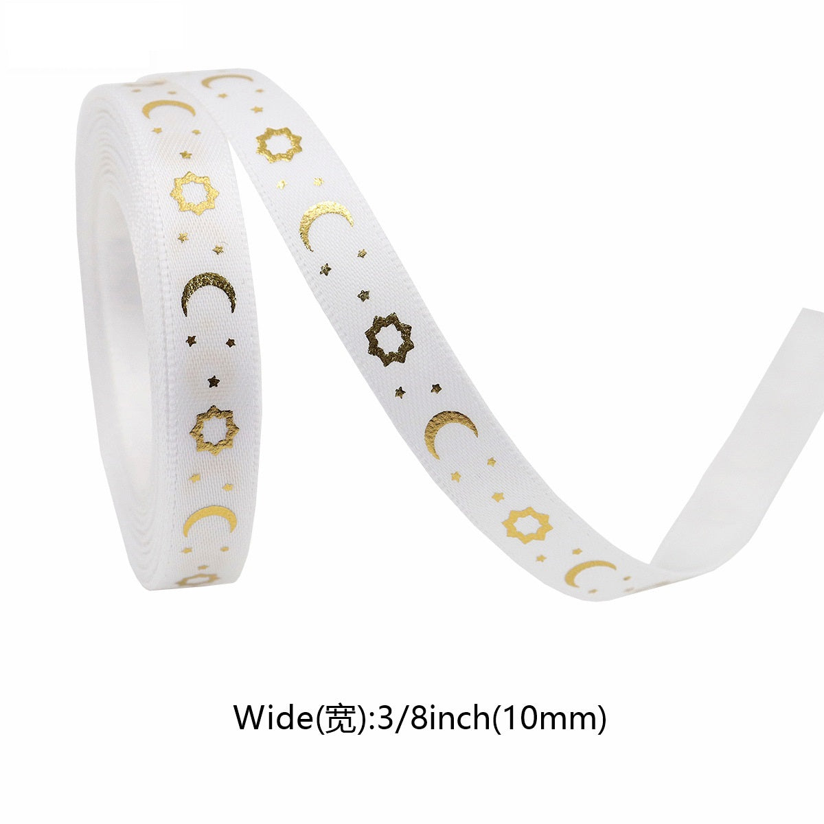 10mm zvjezdica i mjesec zlatna vrpca 35 jardi paket od 7 boja