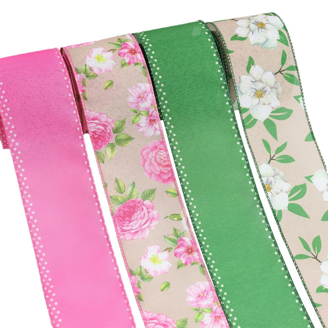 Panglică croșetată din sârmă de 63mm cu floare Mint Manbo, set de 4 bucăți, 20 de yarzi