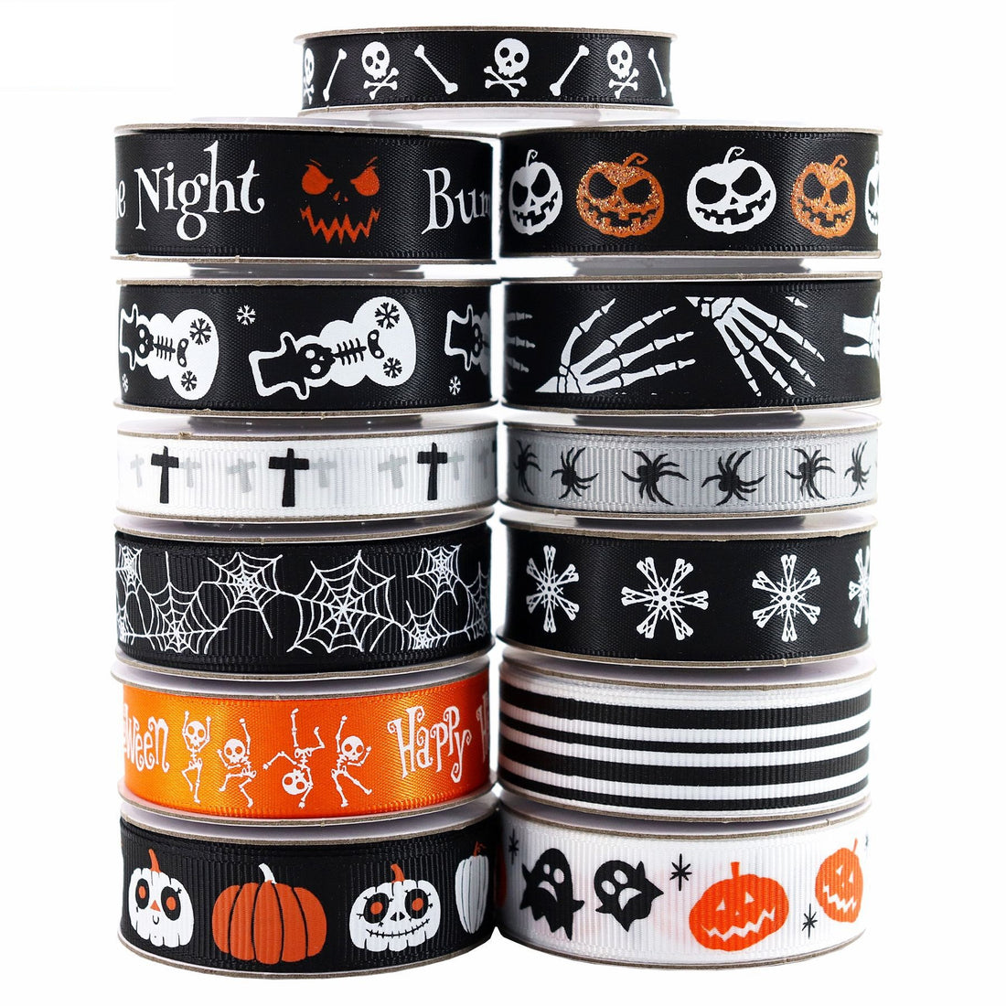 Panglici tematice de Halloween 10/16mm Dovleac Craniu Fantomă Față Set 13 bucăți