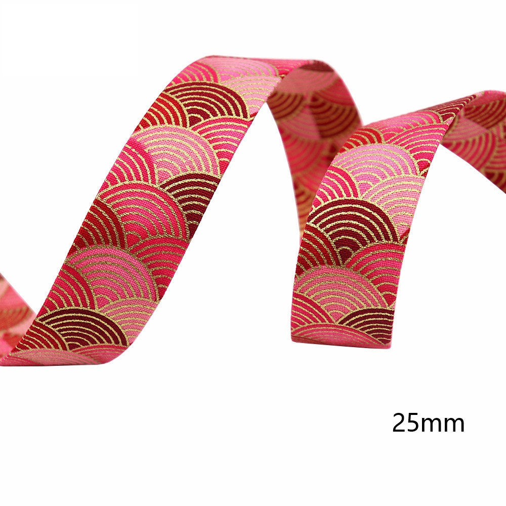 10mm/25mm/40mm japanski stil Sakura vrpca s valovima vode 8 pakiranja