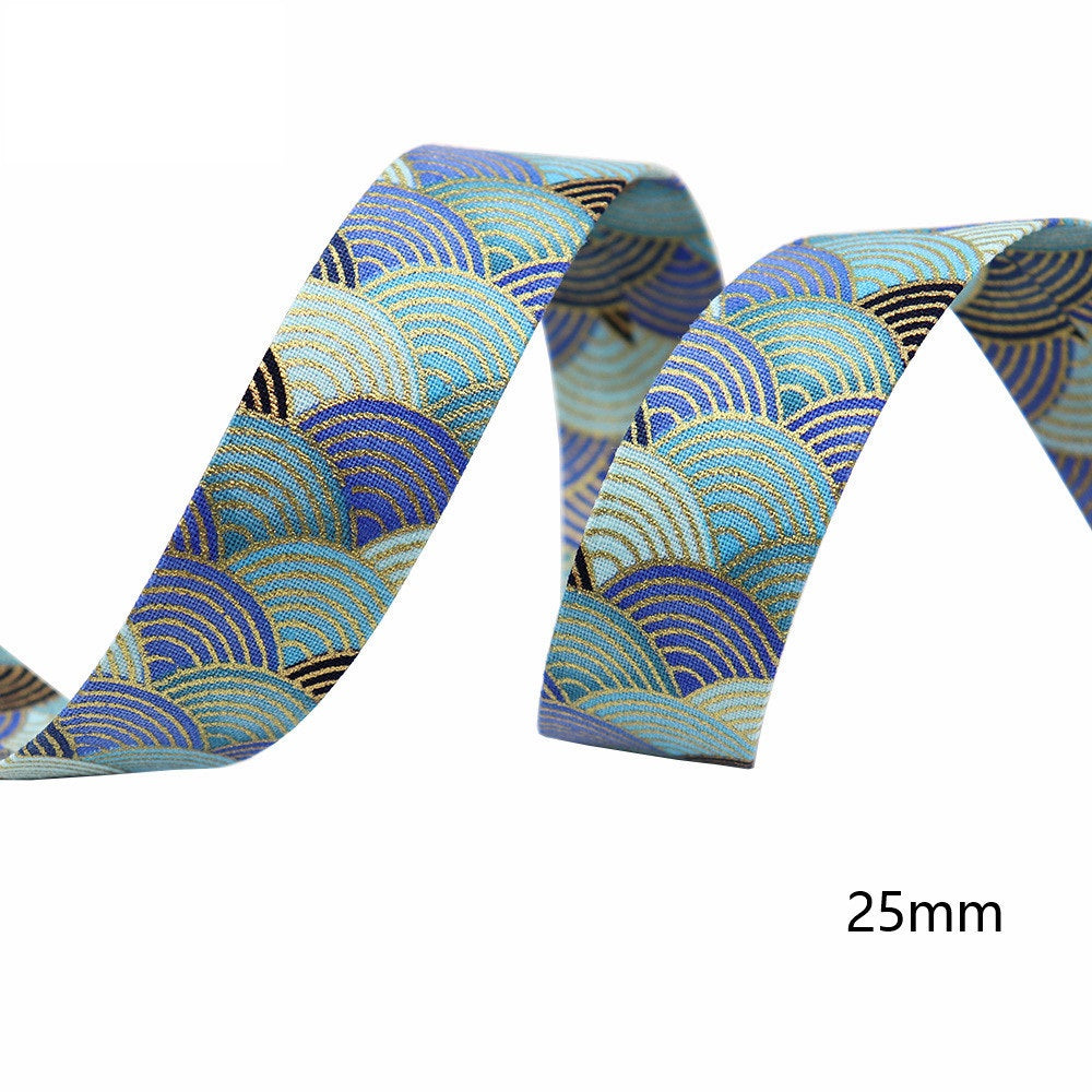 10mm/25mm/40mm japanski stil Sakura vrpca s valovima vode 8 pakiranja
