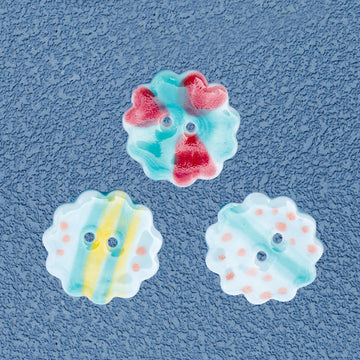 25mm Laced Round 2 Hole Ceramic Buttons for DIY Bracelet and Necklace Accessories 10PCS
