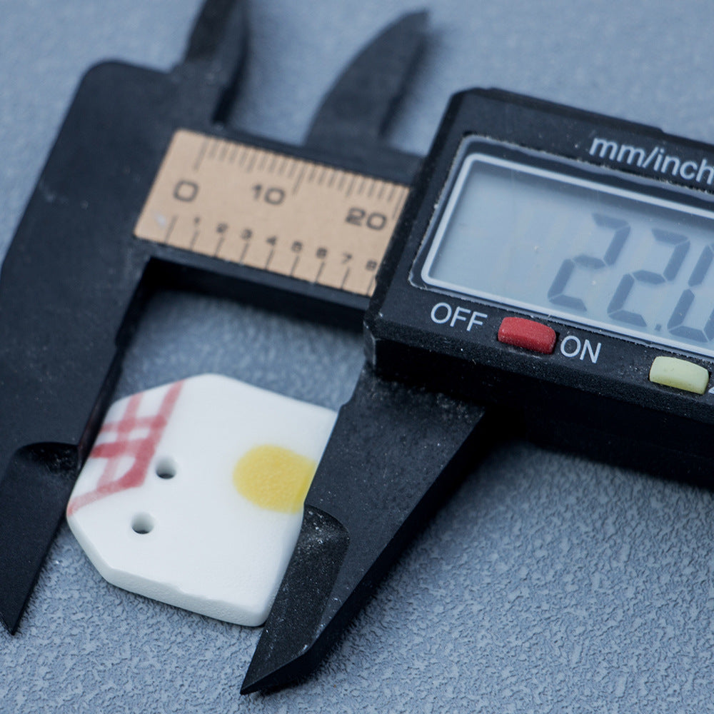 23mm Červená/Modrá Dlaždicová střecha Malý dům Ručně vyrobený keramický knoflík 2ks