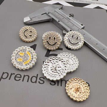 Botones de metal con shank de sonrisa bordeados de perlas de 25 mm 50 piezas