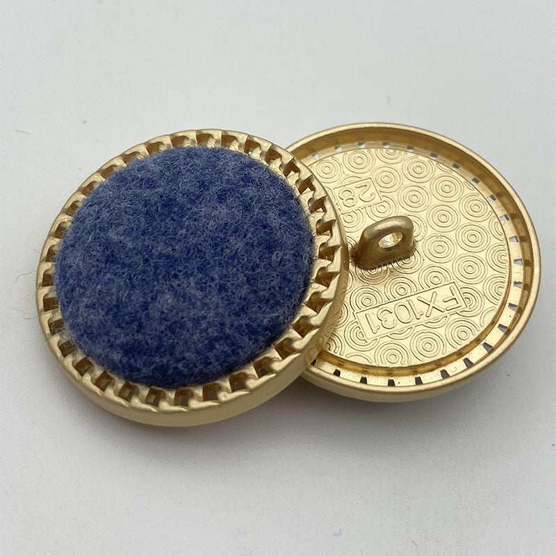 25/28mm Vlněné Tkaninové Povrchové Kovové Knoflíky se Stopkou 50 Kusů (5 Barev)
