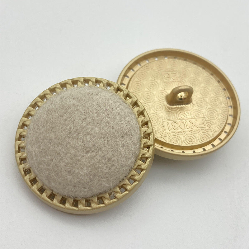 25/28mm Vlněné Tkaninové Povrchové Kovové Knoflíky se Stopkou 50 Kusů (5 Barev)