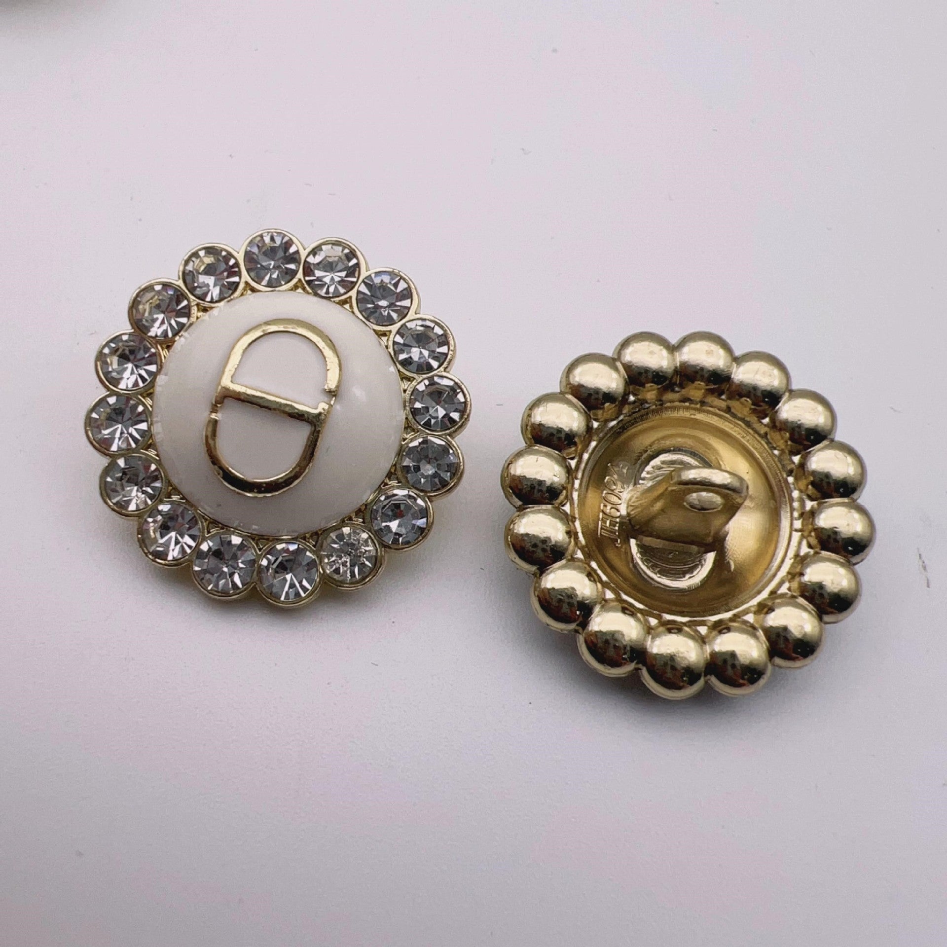 17.5/23mm Krajkové kovové knoflíky s diamantovým zdobením 50 ks
