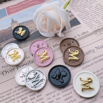 Boutons décoratifs ronds en métal de 25 mm lettre M, paquet de 48