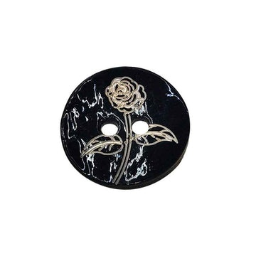 24L (15mm) Black Printed Mother of Pearl Shell Buttons 100pcs