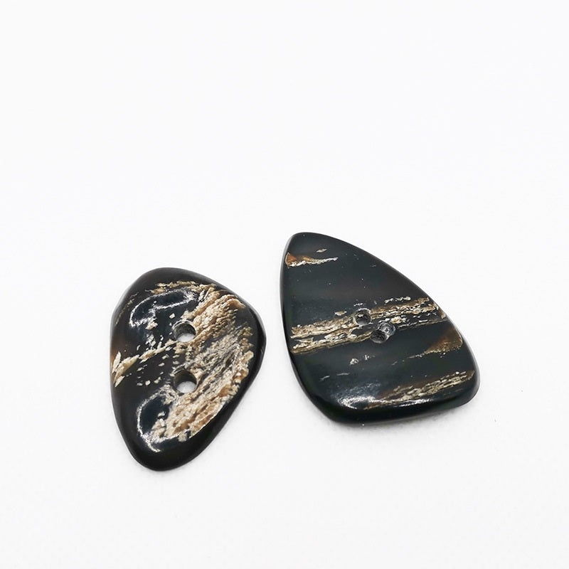 28mm Black Triangle Two-Hole Vintage Horn Coat Buttons