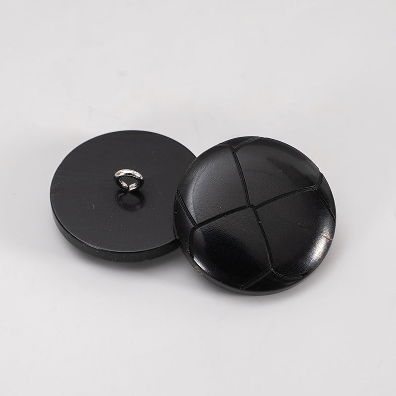 25mm Round Black Vintage Horn Buttons with Shank 10pcs