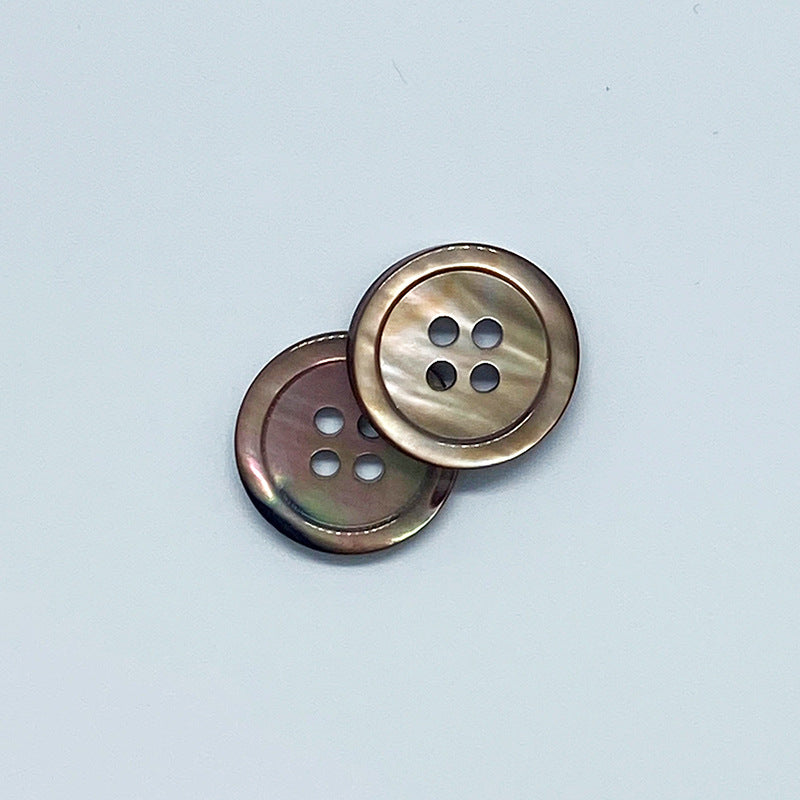 18mm Naturlige Runde Fire-Huls Kaffeskal Knapper