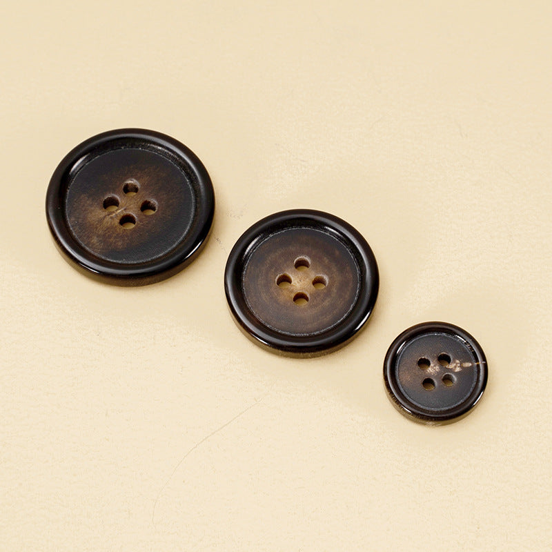 40/44/48L Black Coffee Horn Round Four-Hole Suit Buttons 10pcs