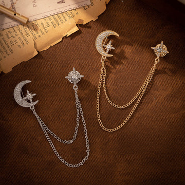Creative Moon Chain Brooch - Gold and Silver 2-Piece Set - Lots of Buttons
