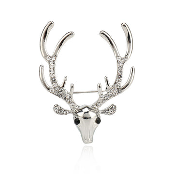 Christmas Rhinestone Reindeer Metal Pin Brooch for Suits 3pcs - Lots of Buttons