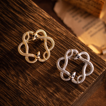 Retro Gold and Silver Flower and Snake Metal Brooch 4pcs - Lots of Buttons