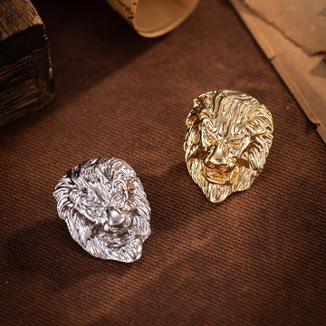 Lion Head Brooch for Men Retro Alloy Animal Pin 2 Pack - Lots of Buttons