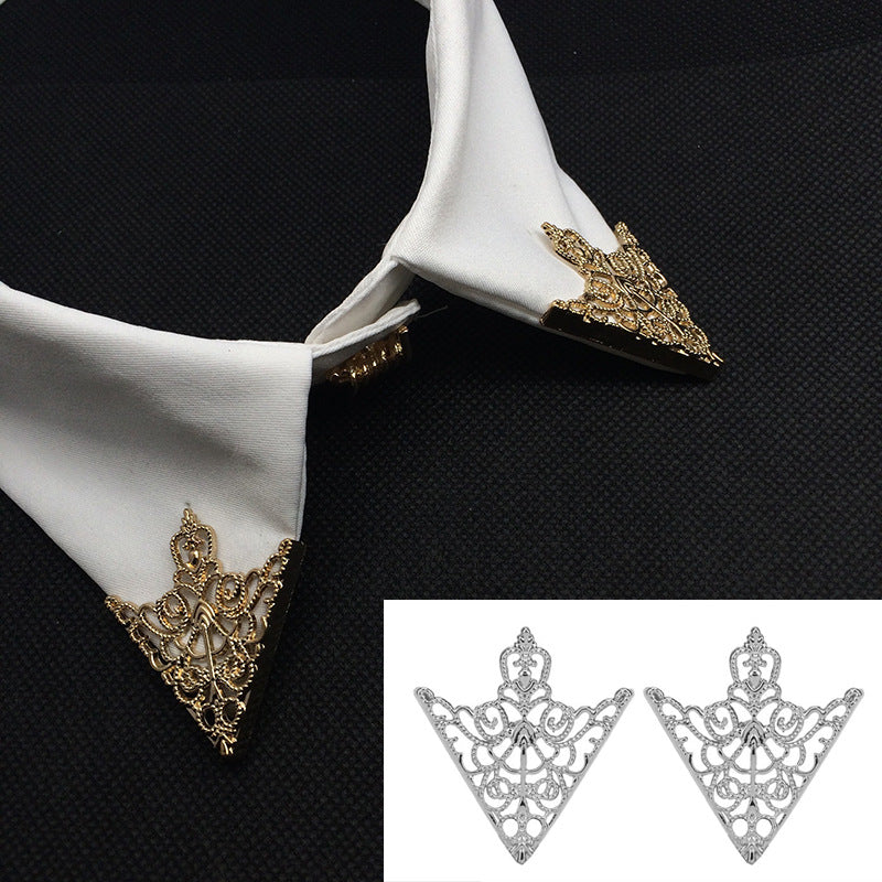 Hollowed Triangle Shirt Collar Clip Brooch for Men Women 4 Pack - Lots of Buttons