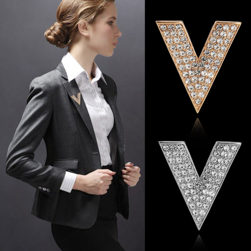 Korean V-Shaped Brooch for Women Corsage Collar Pin 5pcs - Lots of Buttons