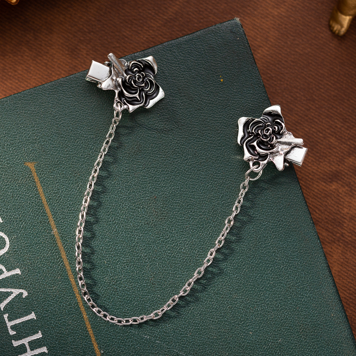 Fashion Oil-Dripping Rose Collar Clip with Chain 3pcs - Lots of Buttons