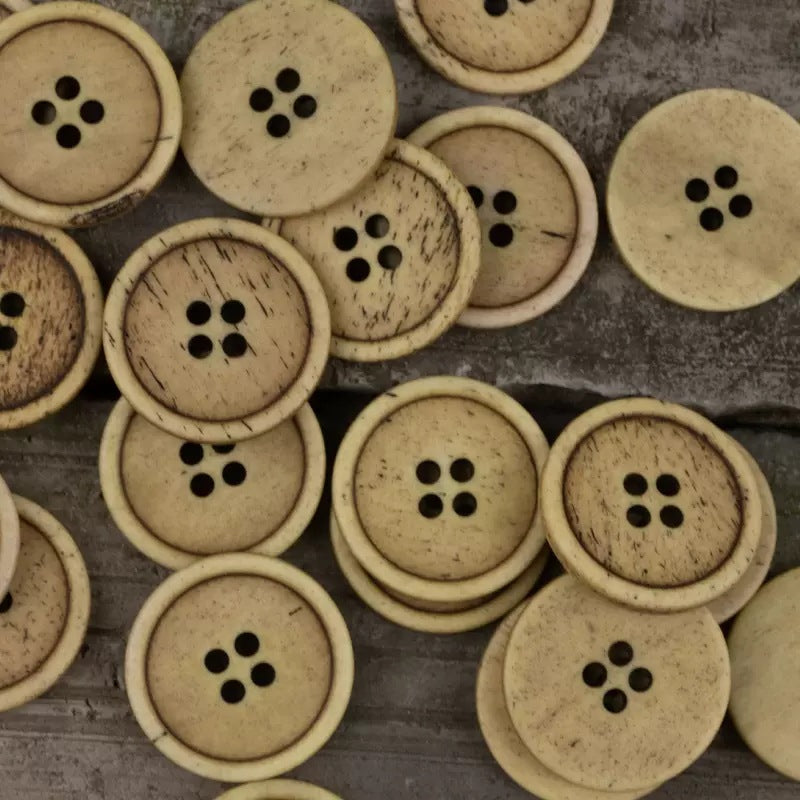15-25mm nebesky modré žluté tmavě šedé kulaté 4 dírkové vintage knoflíky z kravské kosti 10 ks