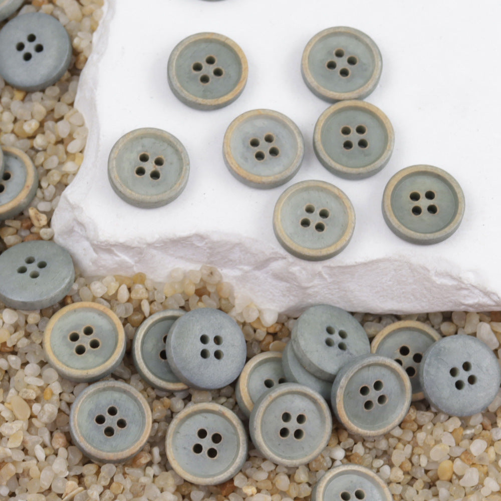 11.5mm kulaté 4dírkové černé a hnědé knoflíky z kravské kosti na košile 12 kusů