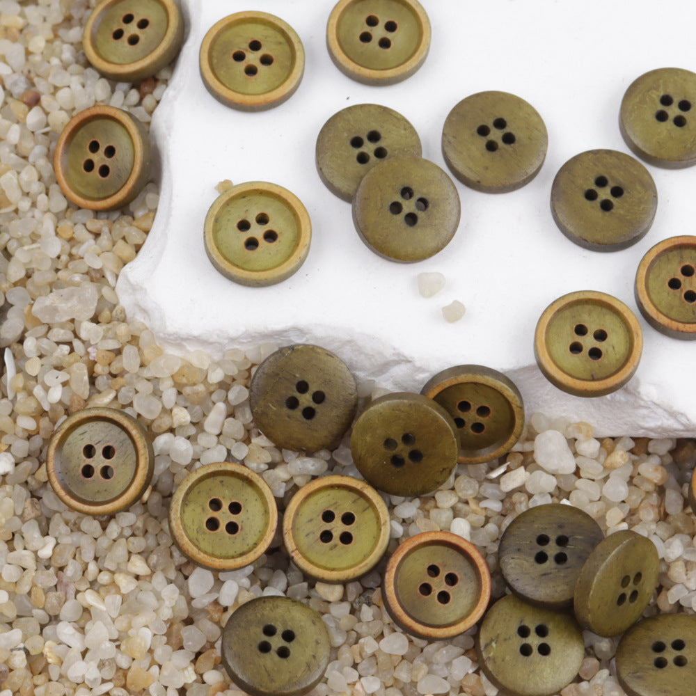 11.5mm kulaté 4dírkové černé a hnědé knoflíky z kravské kosti na košile 12 kusů