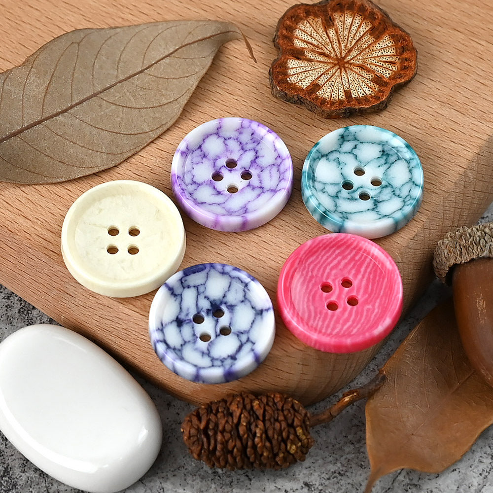 15-25mm kulaté 4dírové barevné močovinové knoflíky s imitací mramorového vzoru