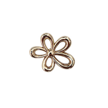 18/23mm Bottoni in Metallo a Forma di Fiore Lucidi Oro e Argento con Gambo 12pz