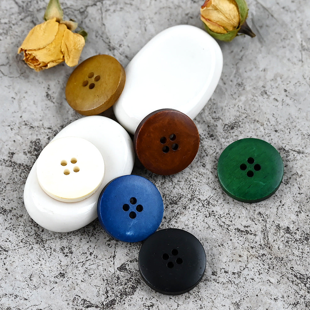 15 - 25mm Kulaté 4 Dírové Vintage Čínský Styl Knoflíky z Kravské Kosti 10KS