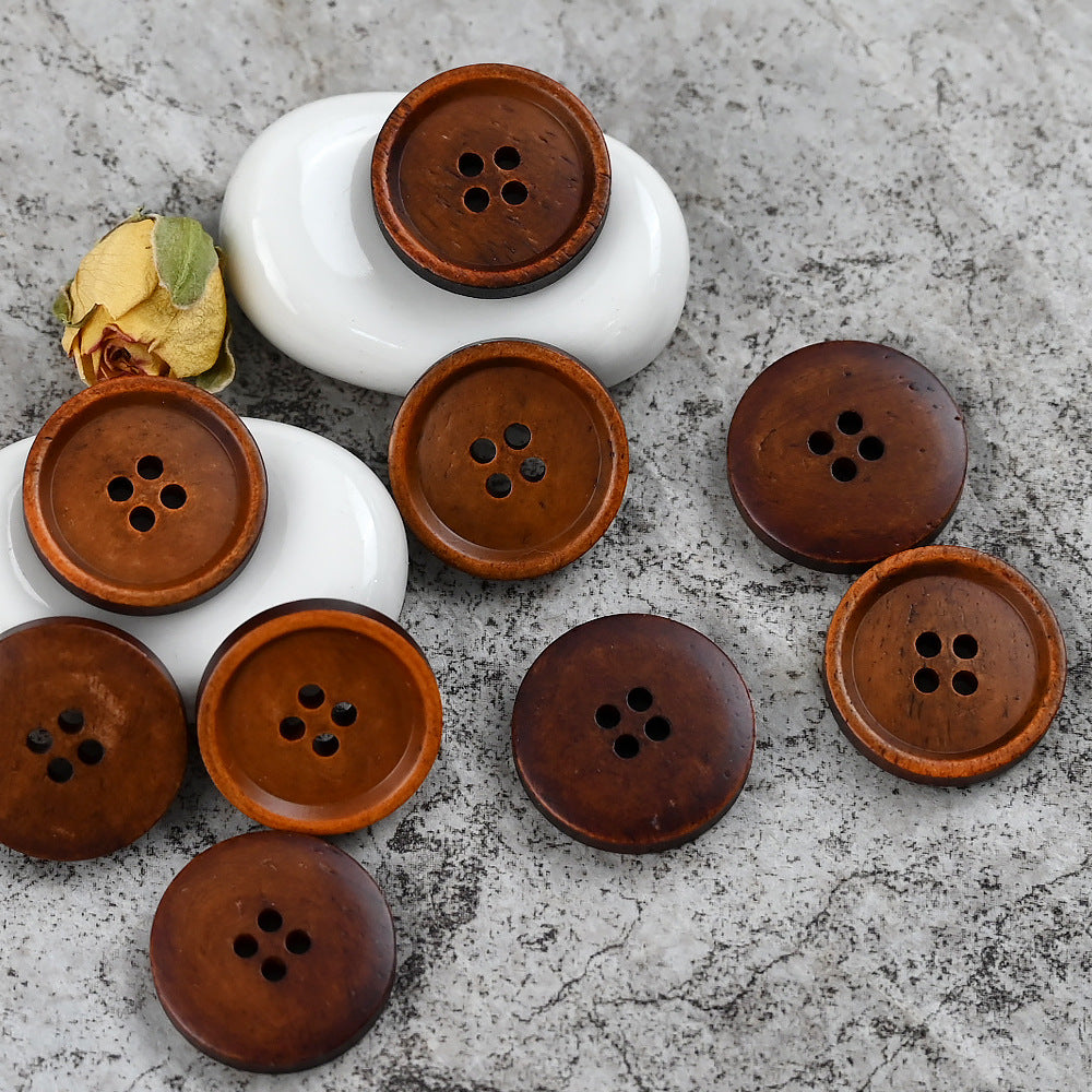 15 - 25mm Kulaté 4 Dírové Vintage Čínský Styl Knoflíky z Kravské Kosti 10KS