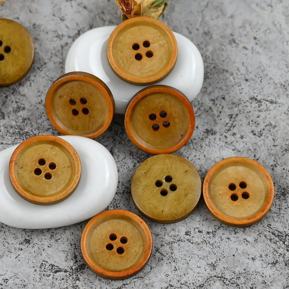 15 - 25mm Kulaté 4 Dírové Vintage Čínský Styl Knoflíky z Kravské Kosti 10KS