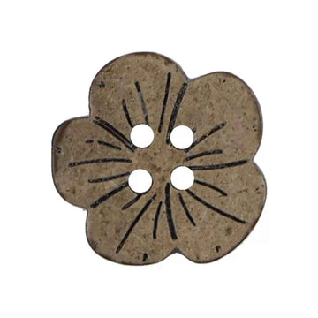 17/22mm Dark Brown Flower Shaped Coconut Shell Buttons for Children's Clothing 60pcs - Lots of Buttons