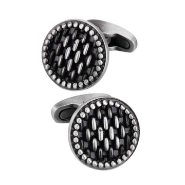 18mm Round Vintage Cufflinks – Antique Silver for Men